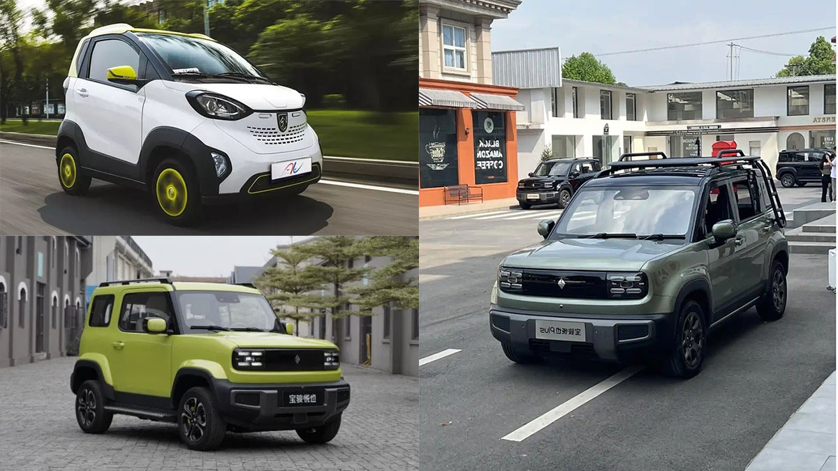 Ba mẫu xe điện Trung Quốc chuẩn bị được TMT Motors phân phối tại Việt Nam (Baojun E100 - màu trắng, Baojun Yep 2023 - màu vàng chanh, Baojun Yep Plus - màu xám)