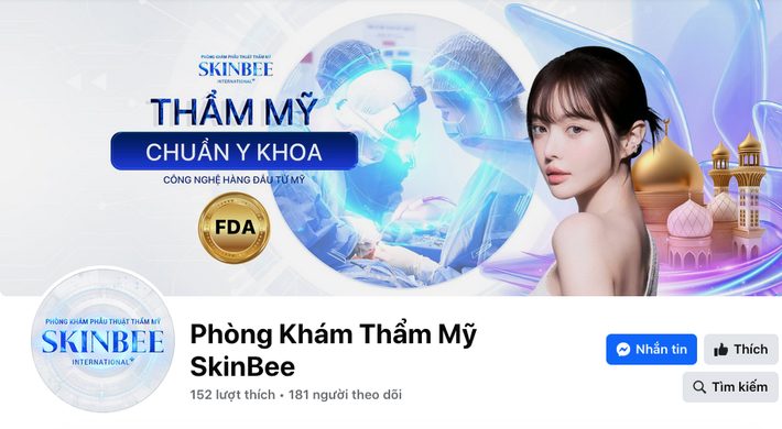 Tài khoản facebook quảng cáo về Phòng khám Phẫu thuật thẩm mỹ Skinbee