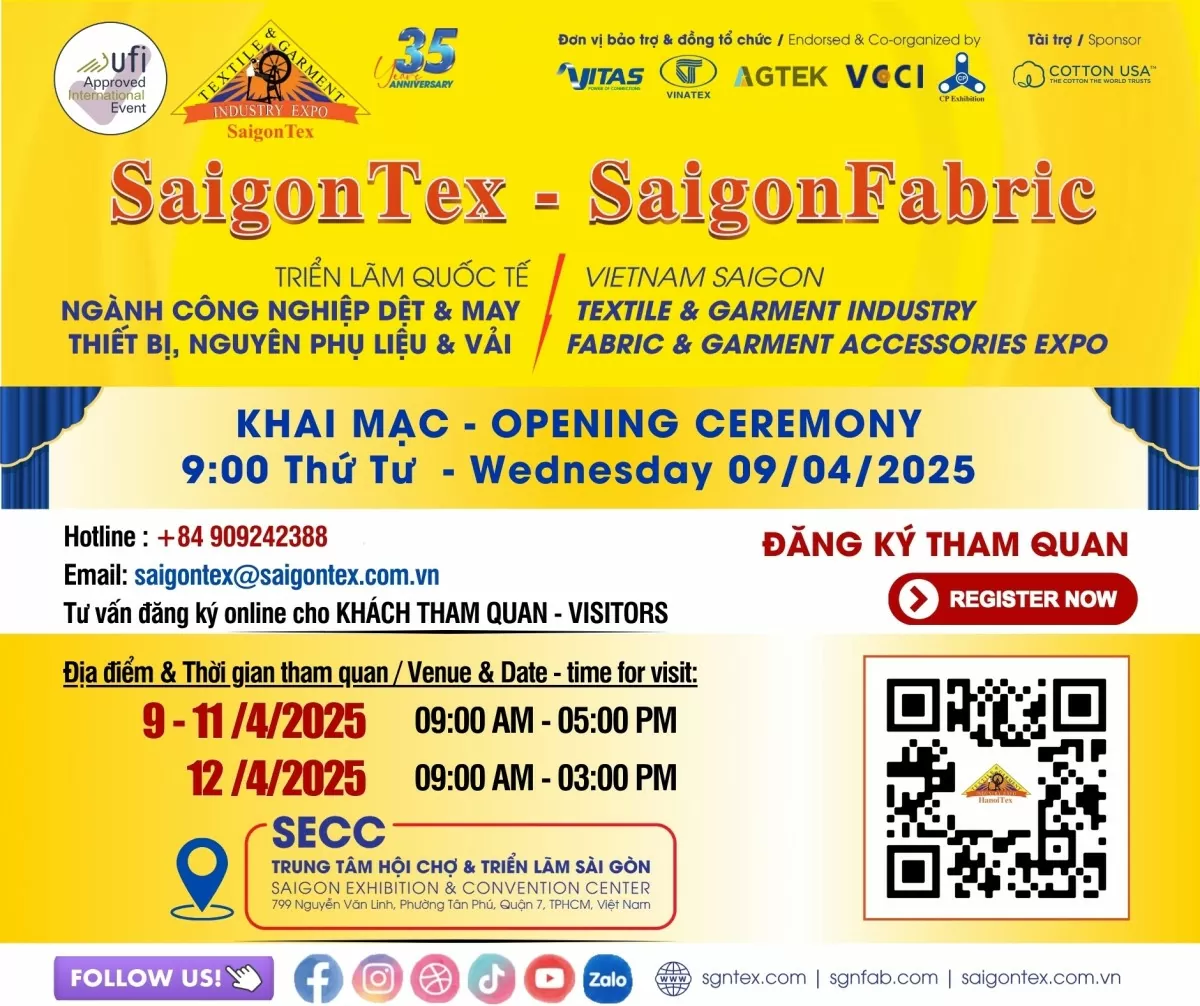 Hàng nghìn doanh nghiệp quy tụ tại SaigonTex - SaigonFabric 2025