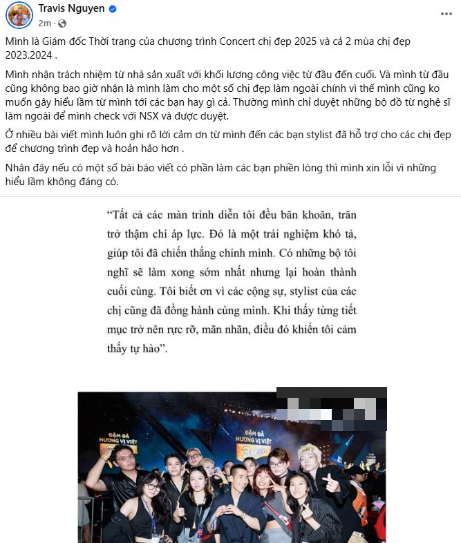 Travis Nguyễn phản hồi và xin lỗi.