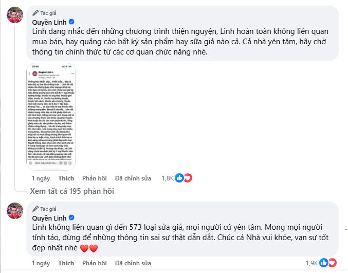 Việc Quyền Linh chủ động lên tiếng cho thấy rõ nét hình ảnh một người làm nghề nghiêm túc, minh bạch.