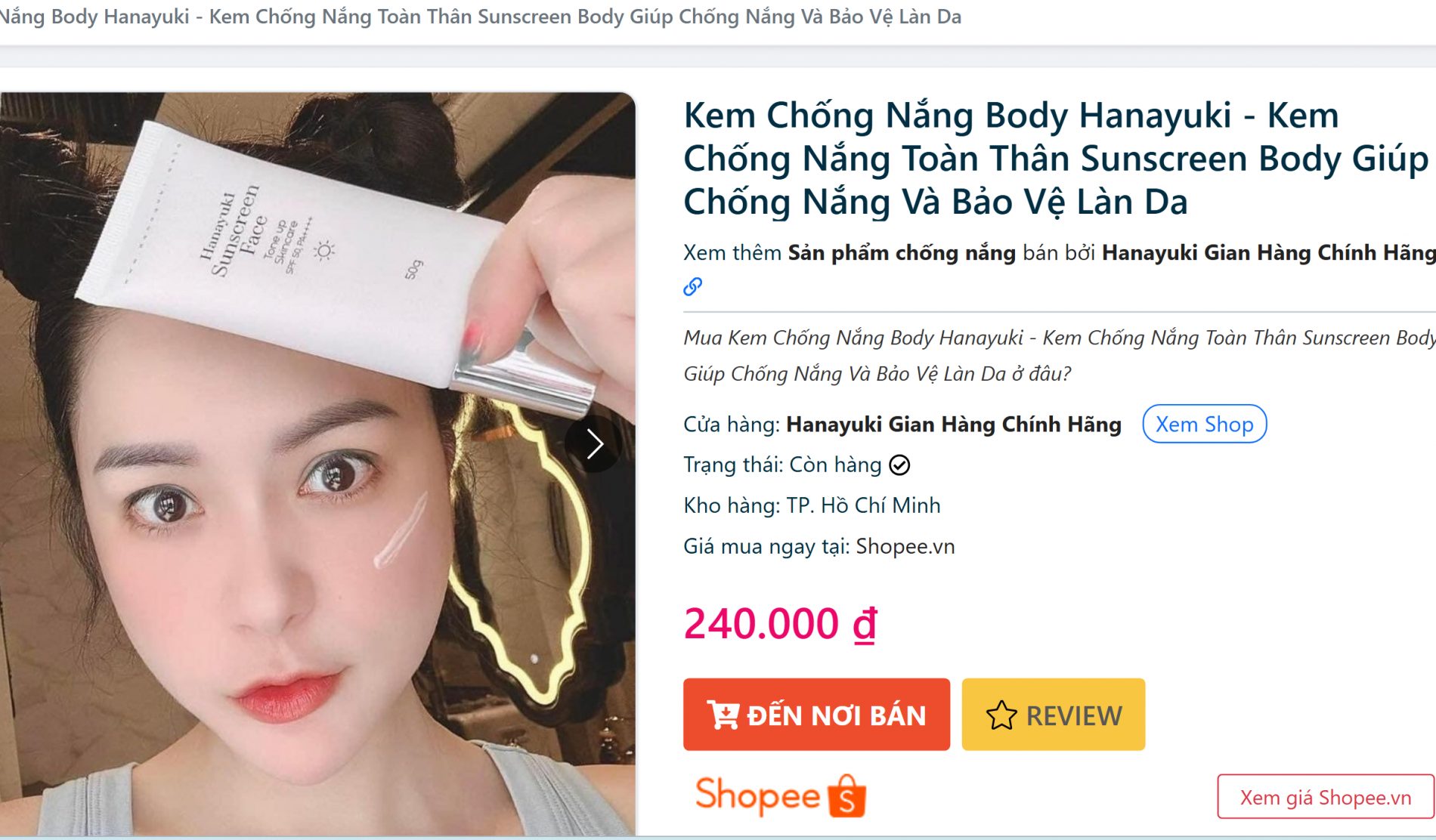 Sở Y tế Đồng Nai thu hồi kem chống nắng Hanayuki.