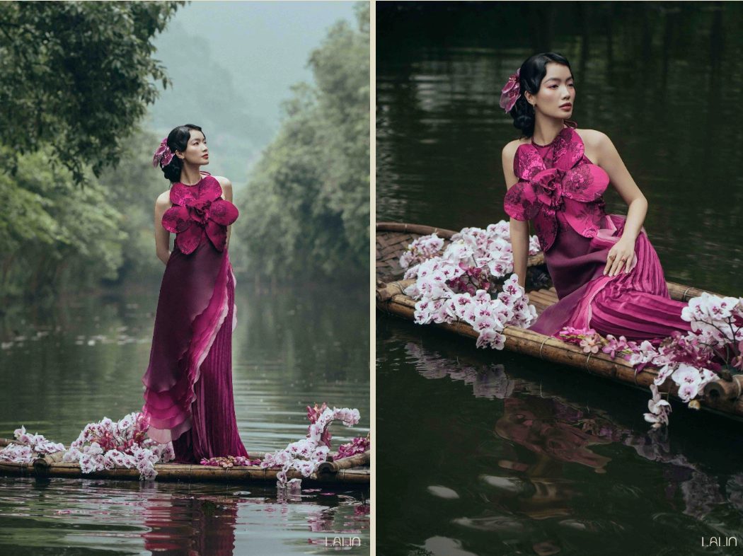 chiếc áo dài đang gây chú ý này đến từ bộ sưu tập mới của Lalin 