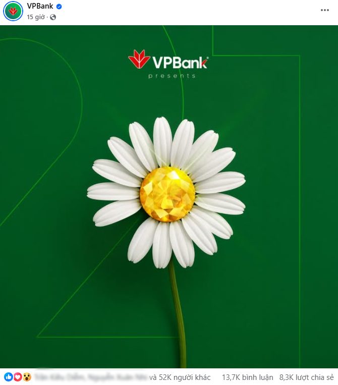 Hình ảnh hoa cúc – biểu tượng quen thuộc gắn liền với G-Dragon – xuất hiện trên các bài đăng của VPBank