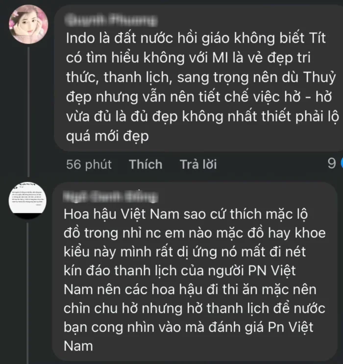 Nhiều khán giả bày tỏ sự tiếc nuối khi cho rằng lựa chọn trang phục này chưa phù hợp với vai trò và hình ảnh của một hoa hậu đang trong nhiệm kỳ công du chính thức.