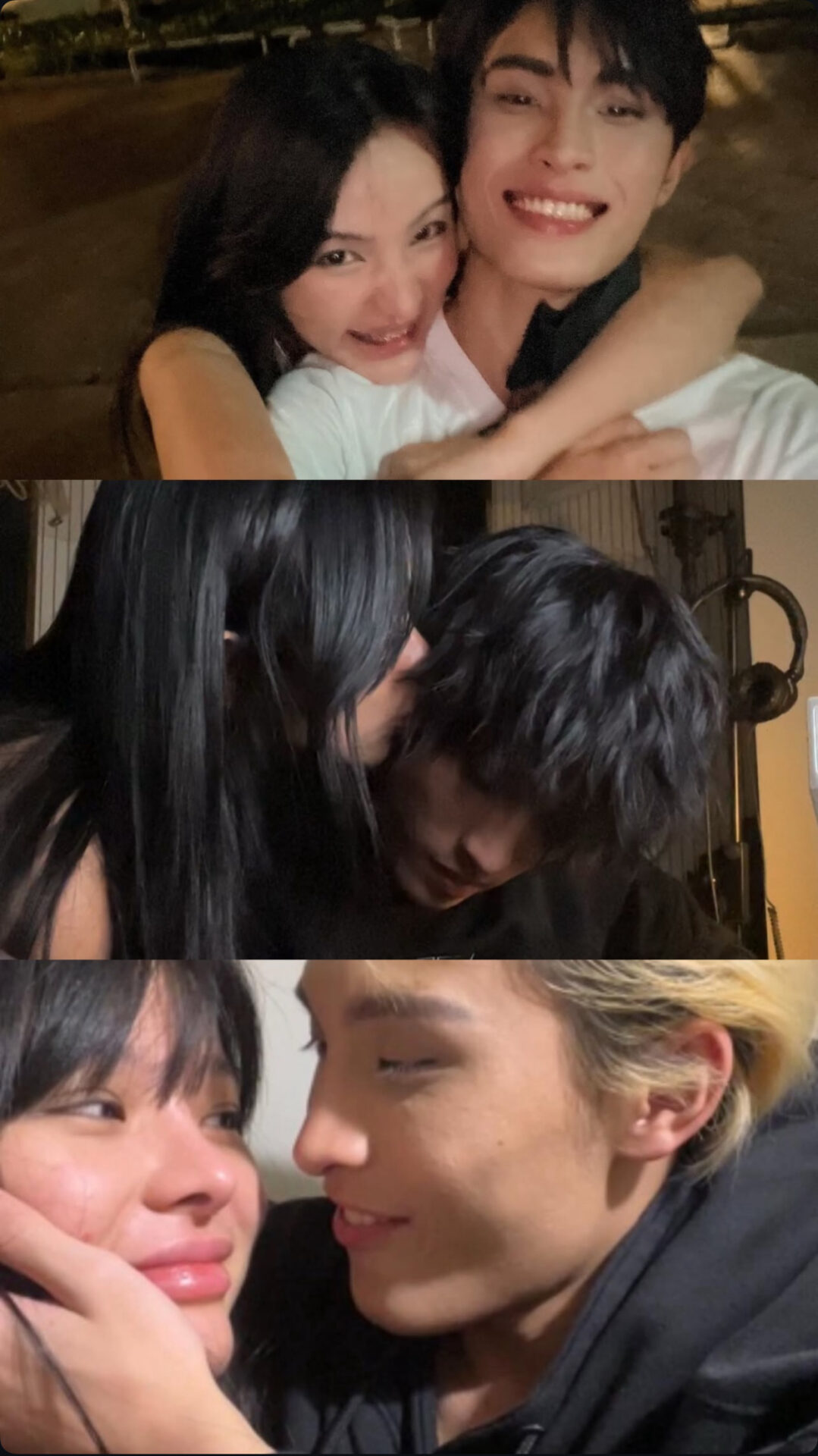 Trong loạt hình, cả hai xuất hiện trong trạng thái tình cảm rõ rệt: ôm ấp, tựa sát, ánh nhìn trìu mến và không ngại tiếp xúc thân mật.