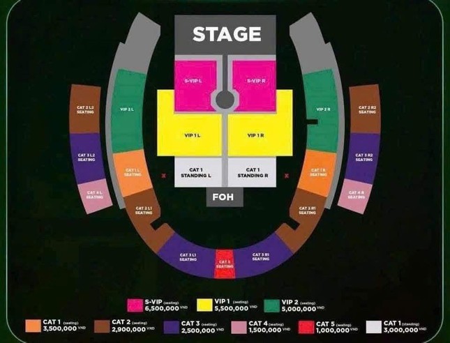 Hàng loạt hình ảnh được cho là sơ đồ phân chia khu vực sân khấu và bảng giá vé bắt đầu xuất hiện tràn lan trên nền tảng Threads.