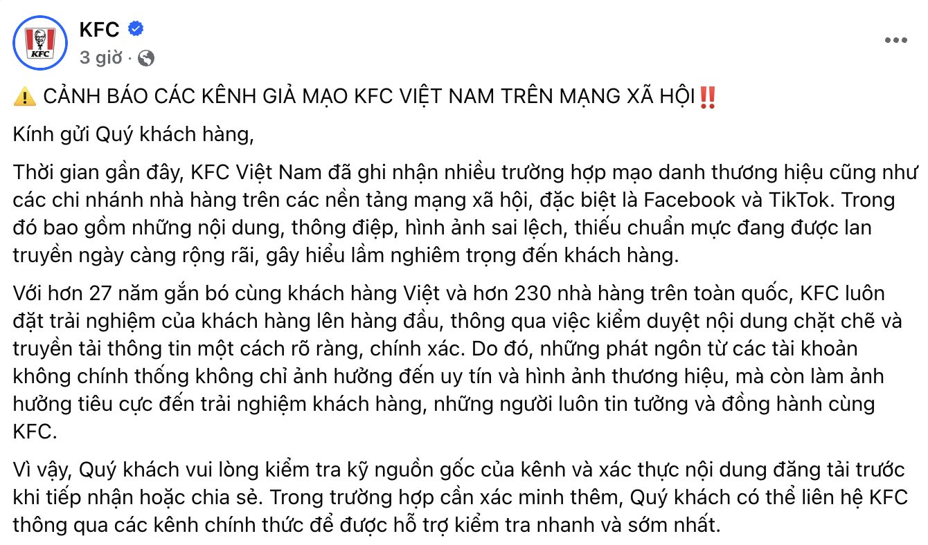 Thương hiệu này cho biết đang phối hợp với các nền tảng để xử lý vi phạm, đồng thời khuyến nghị người dùng cần cảnh giác với những nguồn tin không rõ ràng.