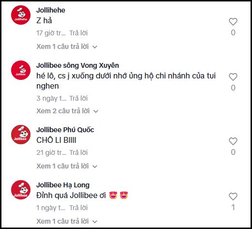Hàng loạt tài khoản sử dụng tên bắt đầu bằng “Jollibee” đi kèm địa danh