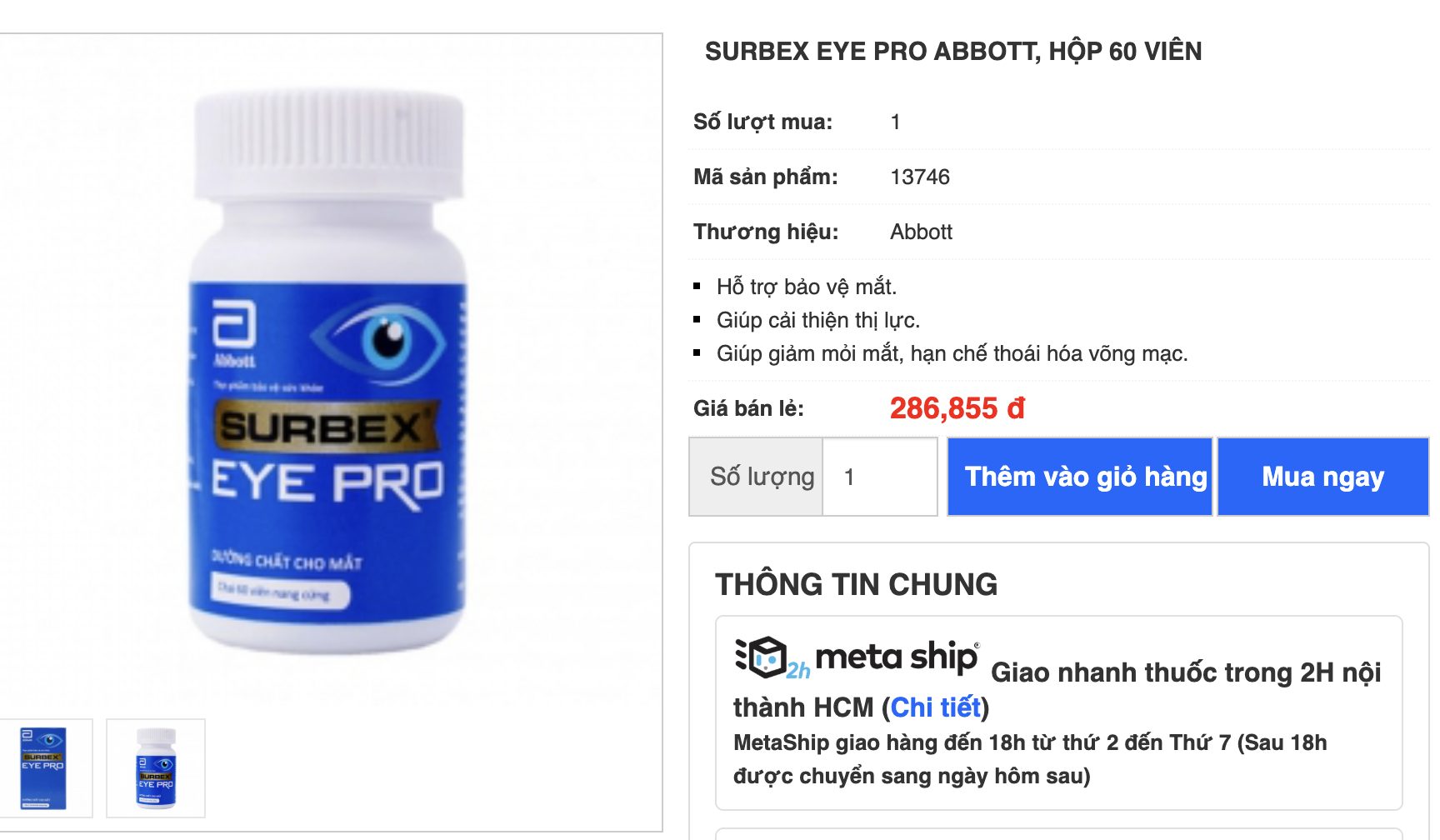Thực phẩm bảo vệ sức khỏe SURBEX® EYE PRO