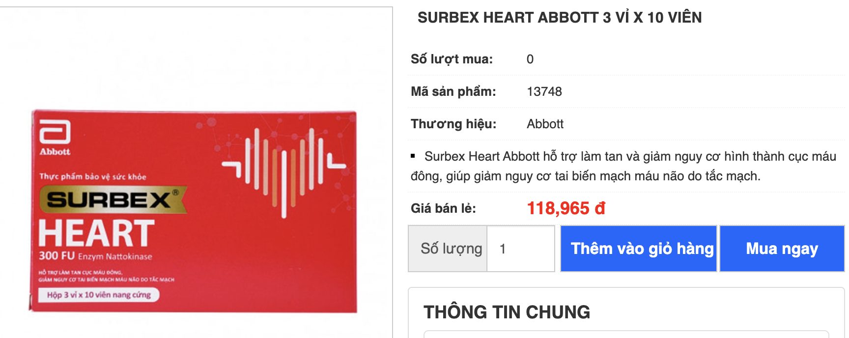 Thực phẩm bảo vệ sức khỏe SURBEX® HEART