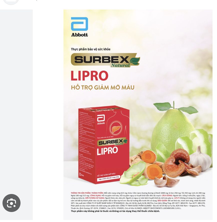 Thực phẩm bảo vệ sức khỏe SURBEX® NATURAL LIPRO