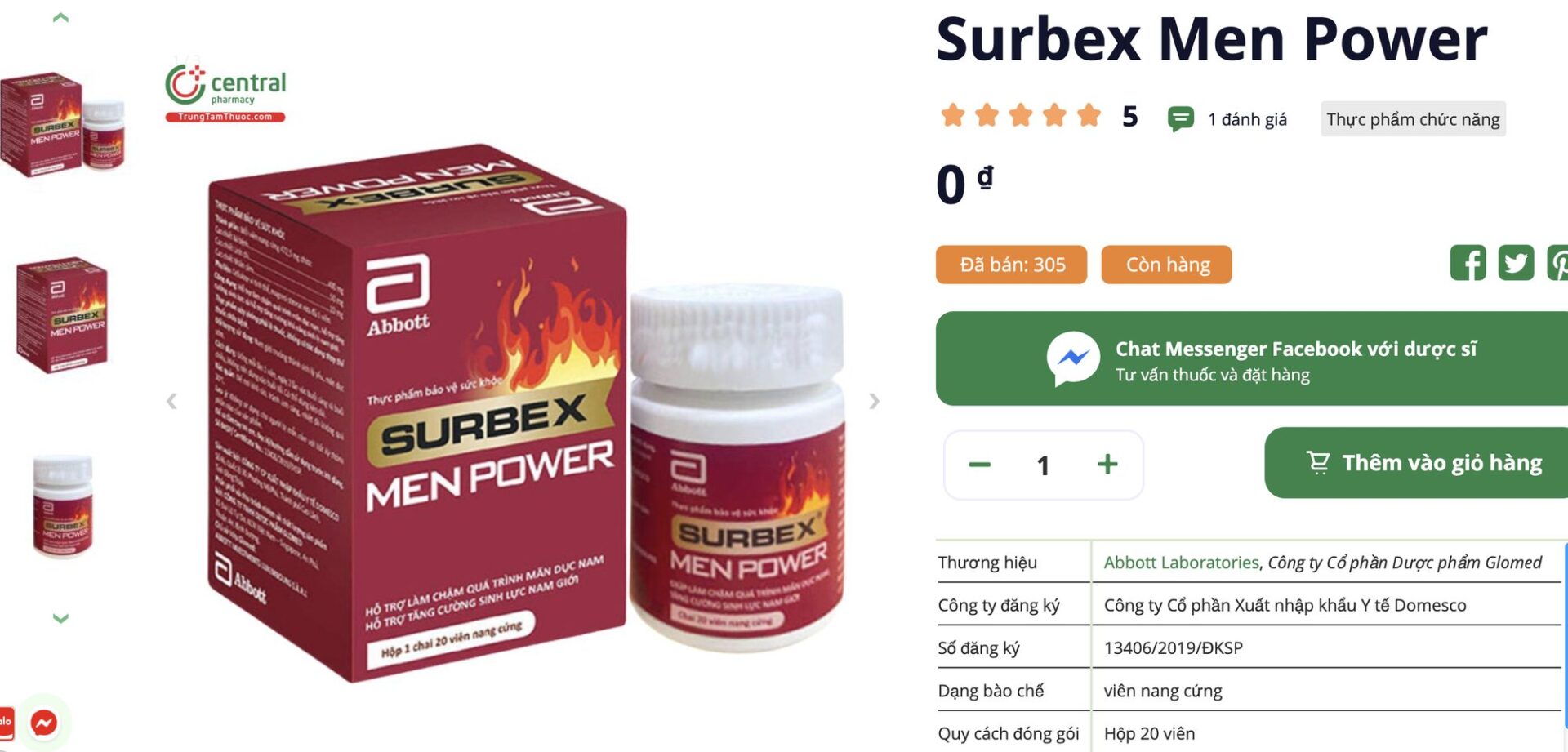 Thực phẩm bảo vệ sức khỏe SURBEX® MEN POWER