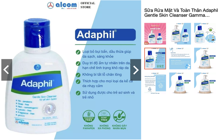 Thu hồi lô sữa rửa mặt Adaphil Gentle Skin Cleanser (chai 125ml)
