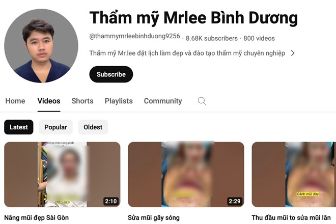 Cơ sở thẩm mỹ "chui" Mr Lee từng bị cơ quan chức năng kiểm tra trước đây. 