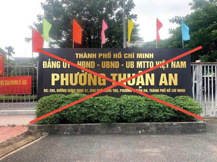 Tấm ảnh “chế” về “phường Thuận An thuộc TP.HCM” được nhiều trang Facebook và người dùng lan truyền là ảnh giả - Ảnh: MXH