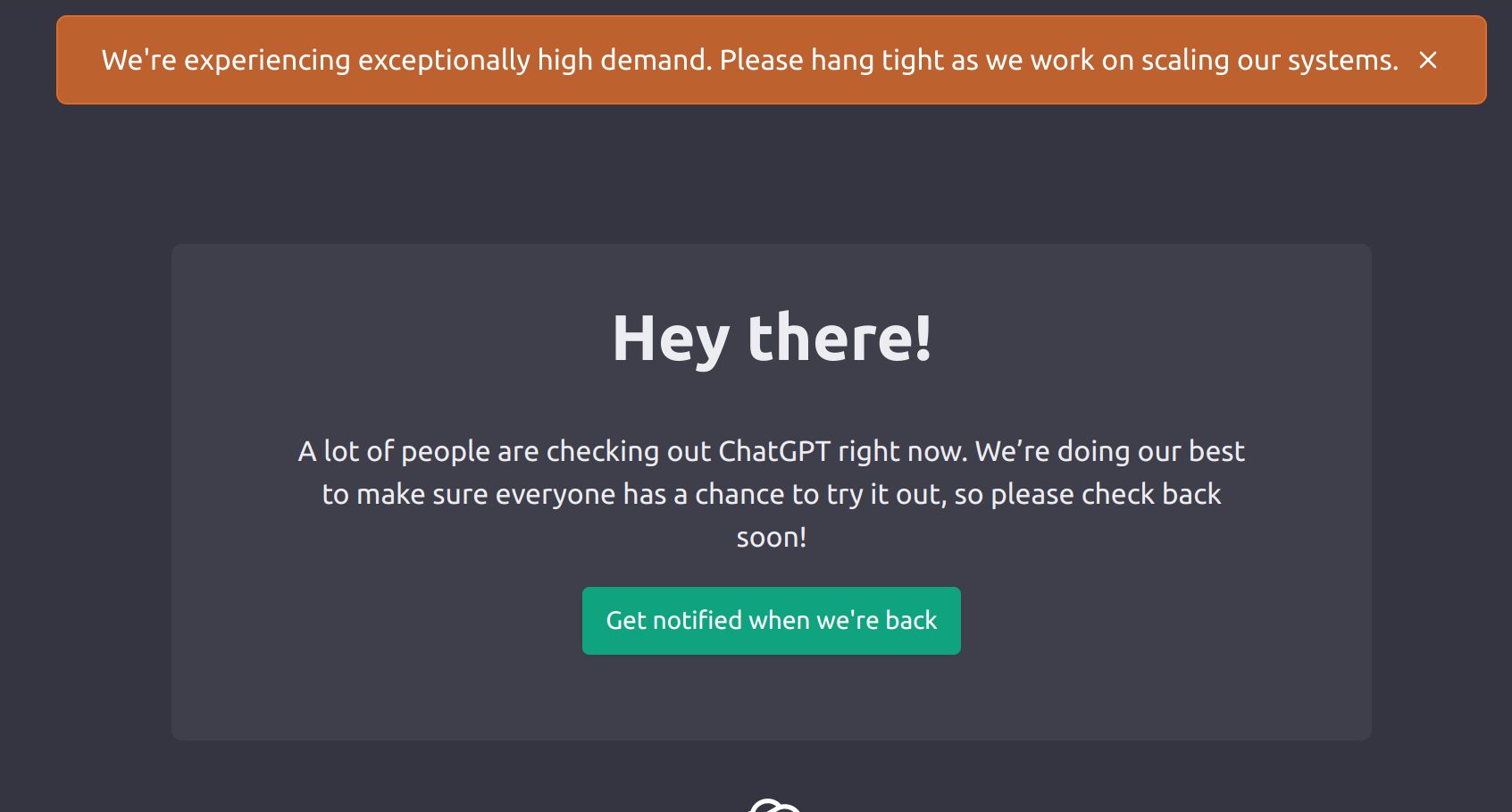 Trang web của ChatPGT chỉ hiện thị thông báo không thể truy cập được. (Ảnh chụp màn hình).