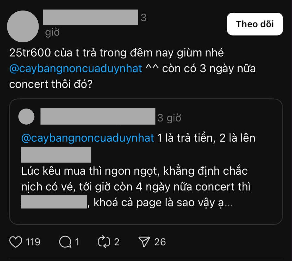  Fanpage “Cây Bàng Non” bị tố lừa đảo vé concert