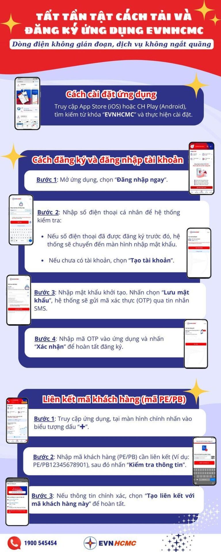Khách hàng sử dụng điện khu vực Bình Dương và Bà Rịa - Vũng Tàu (cũ) cần cài đặt ứng dụng (App) EVNHCMC trên thiết bị di động để theo dõi các dịch vụ điện