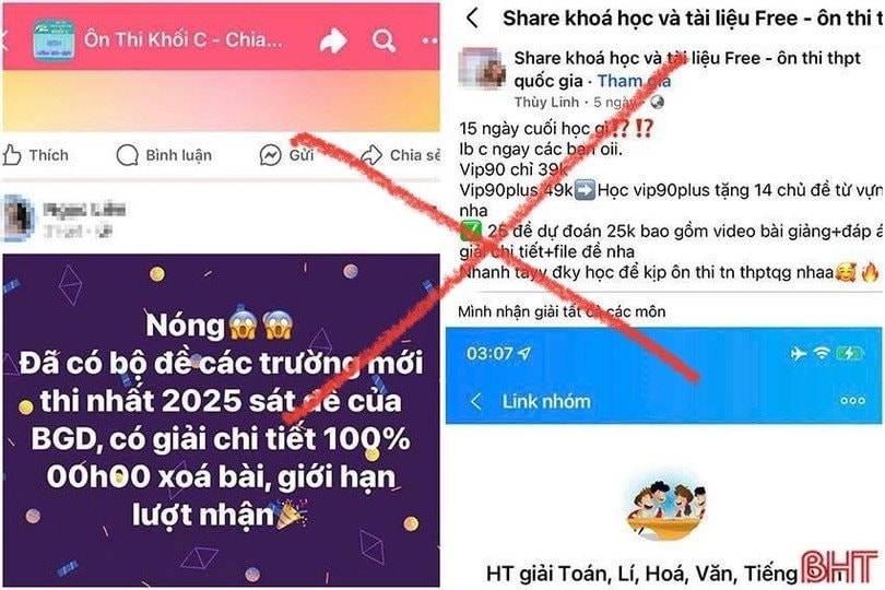 Phụ huynh và học sinh nên cảnh giác khi trao đổi các thông tin ôn thi tốt nghiệp THPT trên mạng xã hội. (Ảnh: Báo Hà Tĩnh)