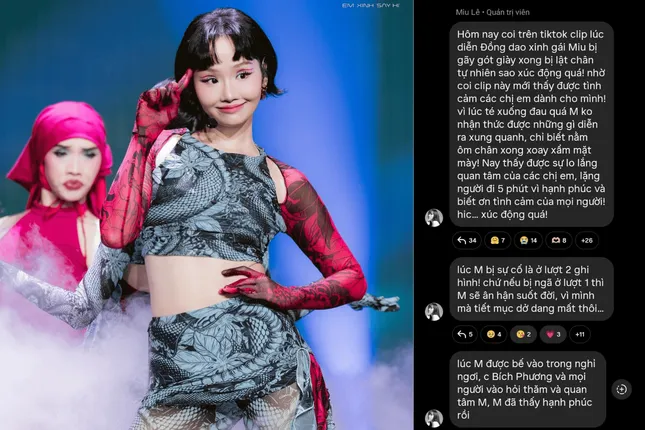 Miu Lê bày tỏ sự áy náy vì có thể đã ảnh hưởng đến tiến độ và tinh thần của toàn đội