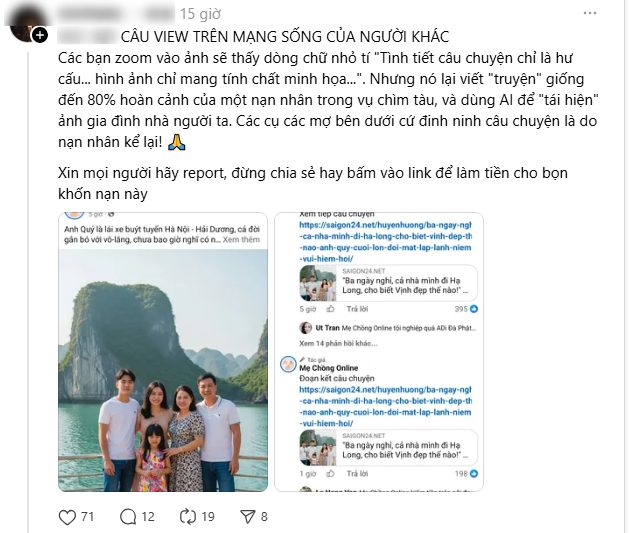 gây phẫn nộ dư luận và làm gia tăng tổn thương với gia đình các nạn nhân vụ chìm tàu.