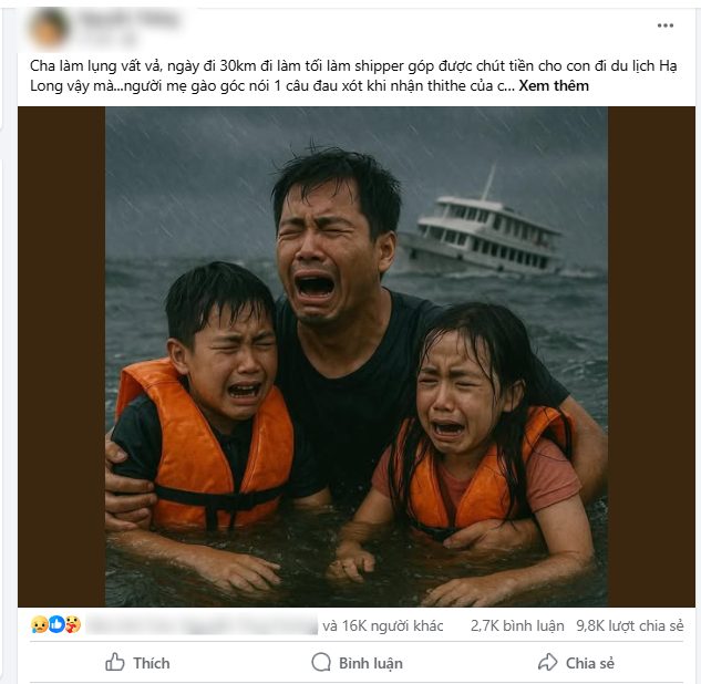 đăng tải hàng loạt bài viết dàn dựng, có nội dung bi kịch cùng hình ảnh minh hoạ do AI dựng nên