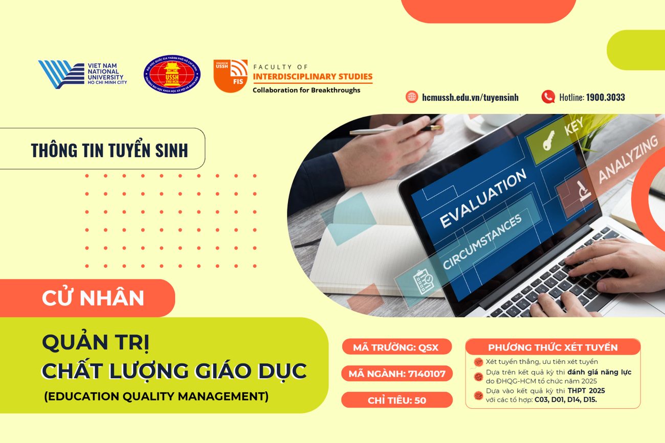 Ngành Quản trị chất lượng giáo dục tại ĐH KHXH&NV (ĐHQG-HCM) tuyển sinh từ 2025, đào tạo nhân lực kiểm định, cải tiến và quản trị chất lượng giáo dục hiện đại.
