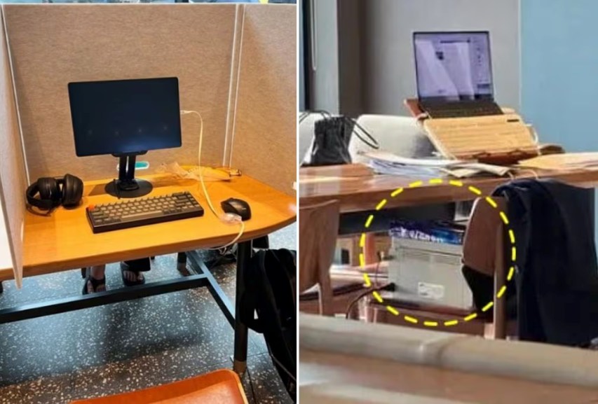 Một số khách còn dựng vách ngăn riêng tư hoặc để đồ đạc chiếm chỗ trong khi vắng mặt hàng giờ.