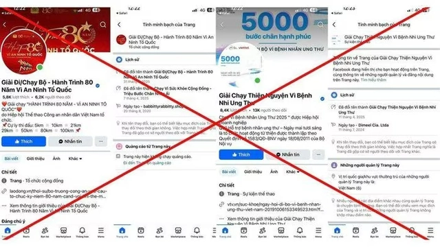 Các trang fanpage giả, nhiều trang thậm chí có tích xanh. Ảnh: Cục An ninh mạng và Phòng, chống tội phạm sử dụng công nghệ cao).