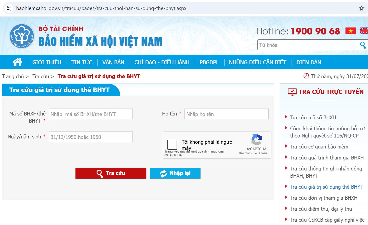 Phụ huynh có thể tra cứu trực tiếp trên website của BHXH Việt Nam