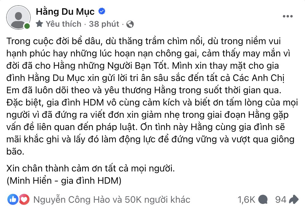 Chỉ trong vòng chưa đầy 40 phút, dòng chia sẻ đã nhận về hơn 50 nghìn lượt yêu thích và hàng nghìn bình luận.