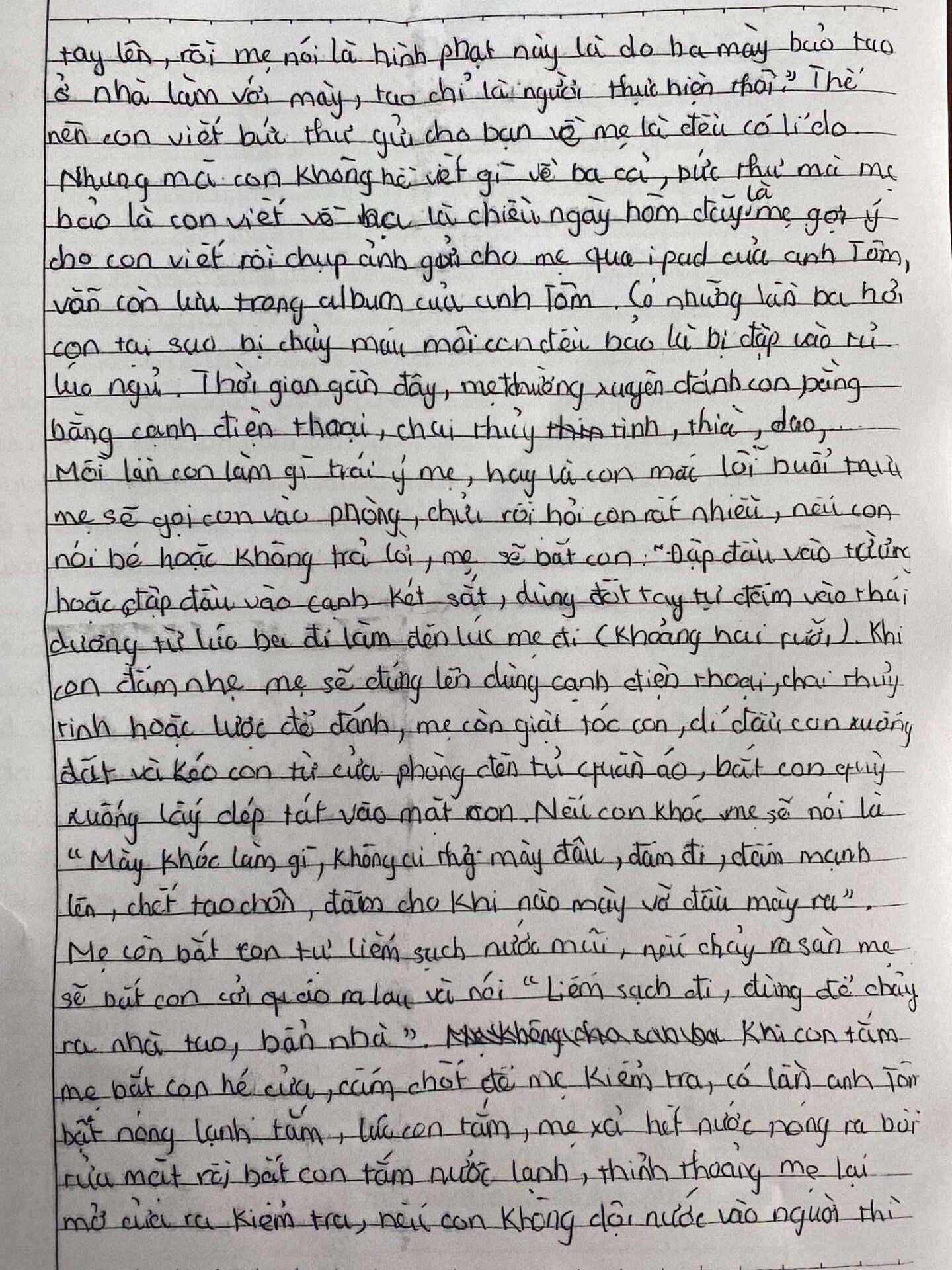 Nội dung “tâm thư” gây xót xa