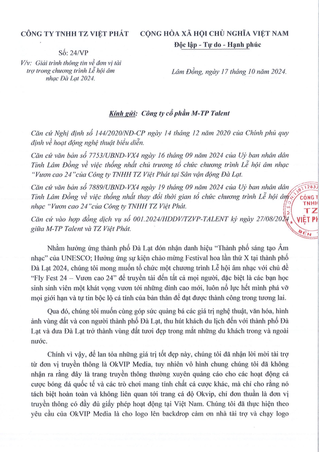 phía Sơn Tùng M-TP đã chính thức đưa ra phản hồi, làm rõ loạt hình ảnh bị “đào” lại từ sự kiện FlyFest 2024.