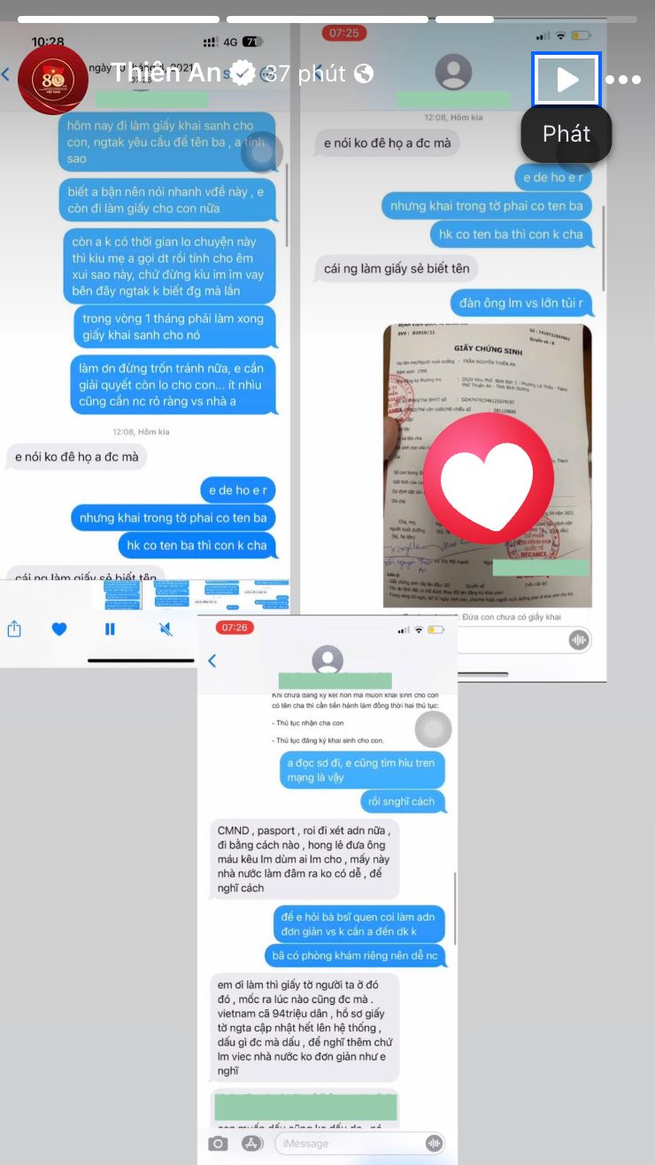 Thiên An công khai loạt tin nhắn gây chấn động