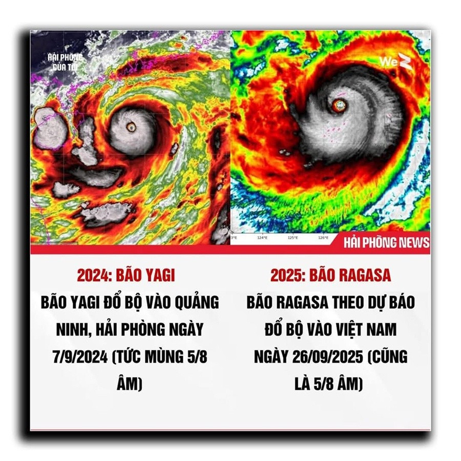  Thực hư tin đồn siêu bão Ragasa “trùng ngày âm” với bão Yagi năm ngoái