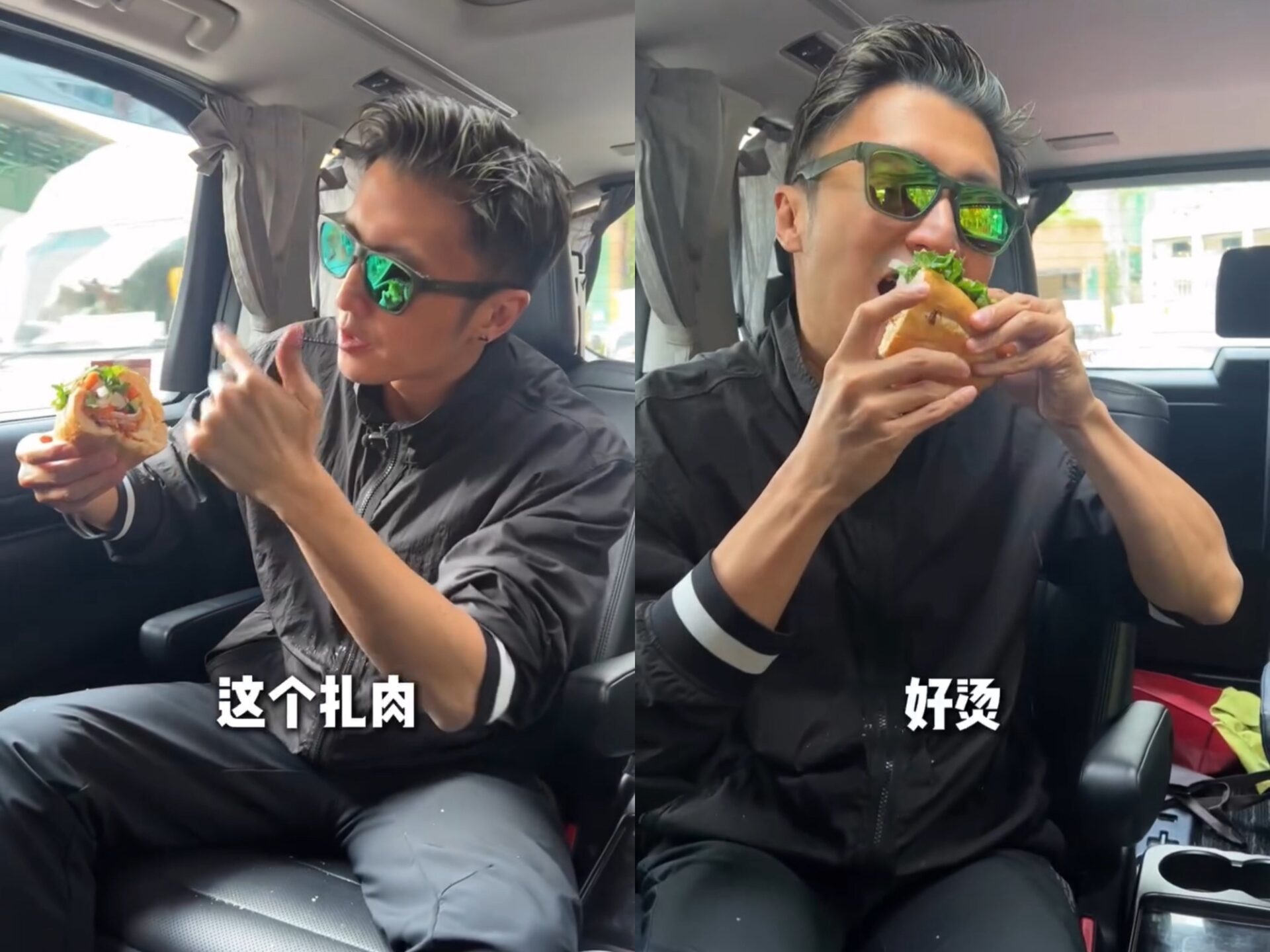 Cú cắn đầu tiên khiến vụn bánh rơi lả tả, mang đến cho anh trải nghiệm vừa thích thú vừa “khó xử”.