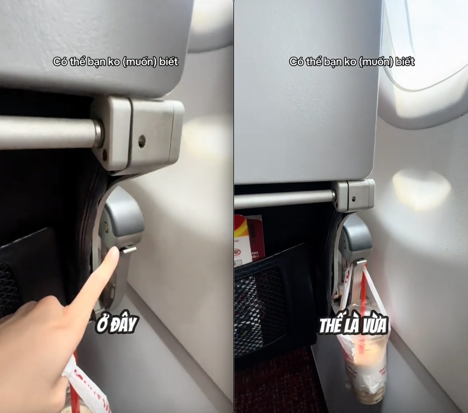 Đi máy bay bao lần mà giờ mới biết ghế có chỗ để cốc cực tiện lợi?