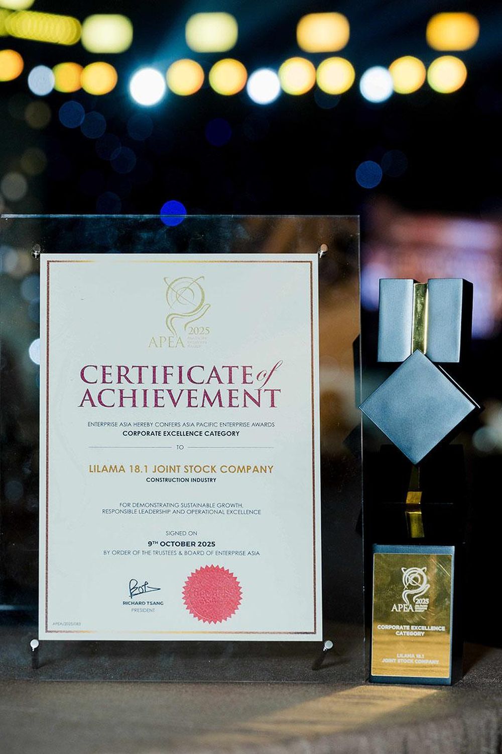 LILAMA 18.1 được vinh danh “Doanh nghiệp Xuất sắc châu Á” tại APEA 2025