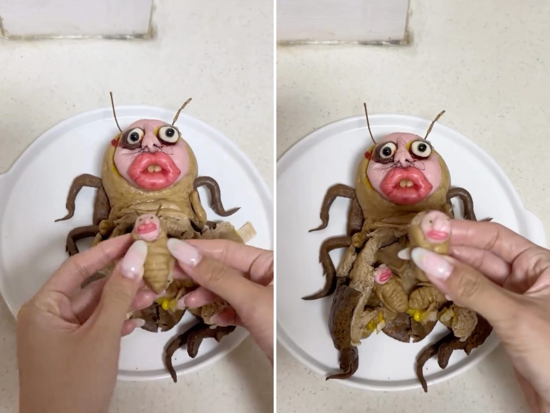  Dân mạng ngã ngửa: Ai nghĩ ra bánh bao có cả… khu “ổ gián” bên trong thế này?