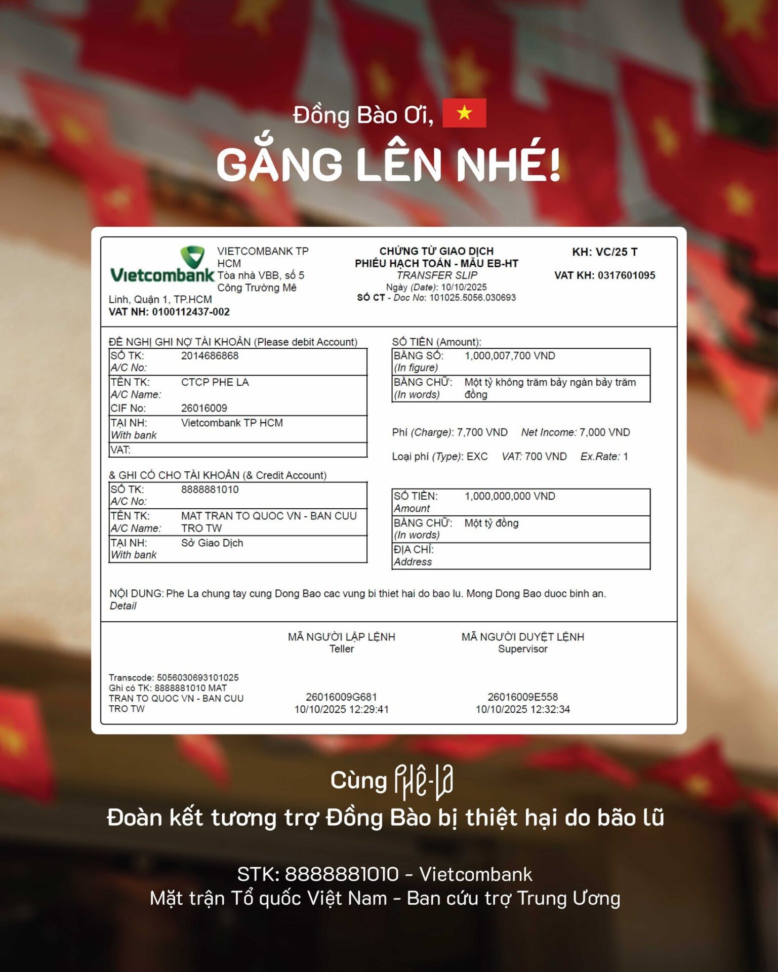  Phê La nhận “bão tim” sau thông báo ủng hộ 1 tỷ đồng cho đồng bào vùng lũ